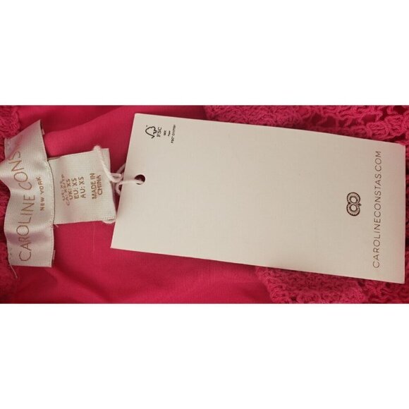 NWT CAROLINE CONSTAS NEW YORK  RASPBERRY PINK CROCHET MINI SKIRT SZ XS - Picture 6 of 8